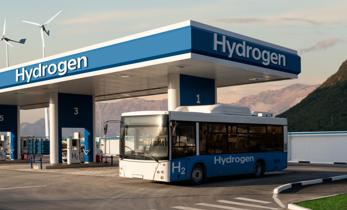氢气站和公共汽车
