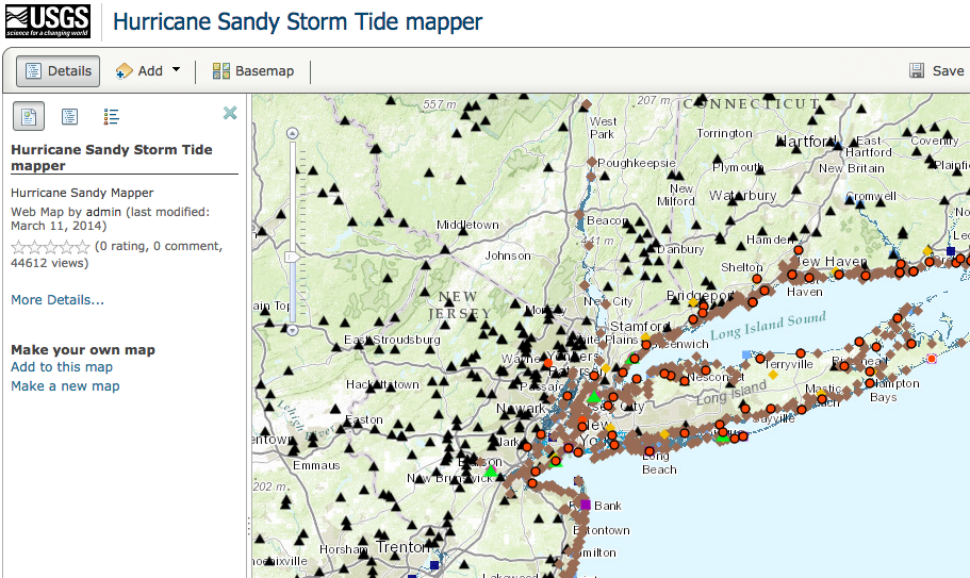 飓风桑迪地图，2012年