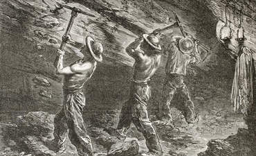 煤矿工人在工作。由梅塞尔公司创作，出版于《世界图》，巴黎，1867年