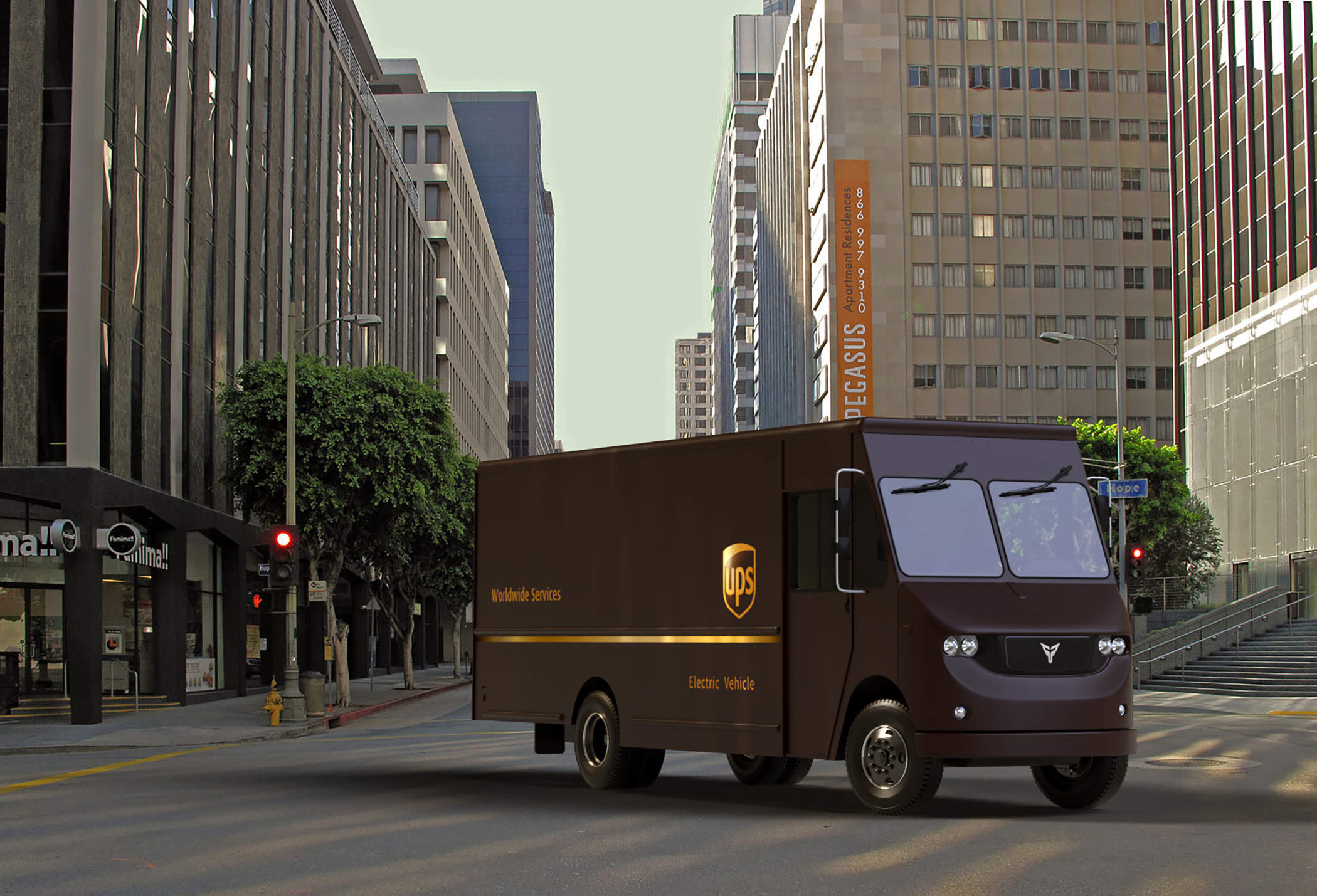 电动送货车的实体模型创建由托尔卡车和UPS。